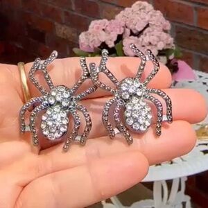 Gothic Spider Momento Mori Crystal Earrings